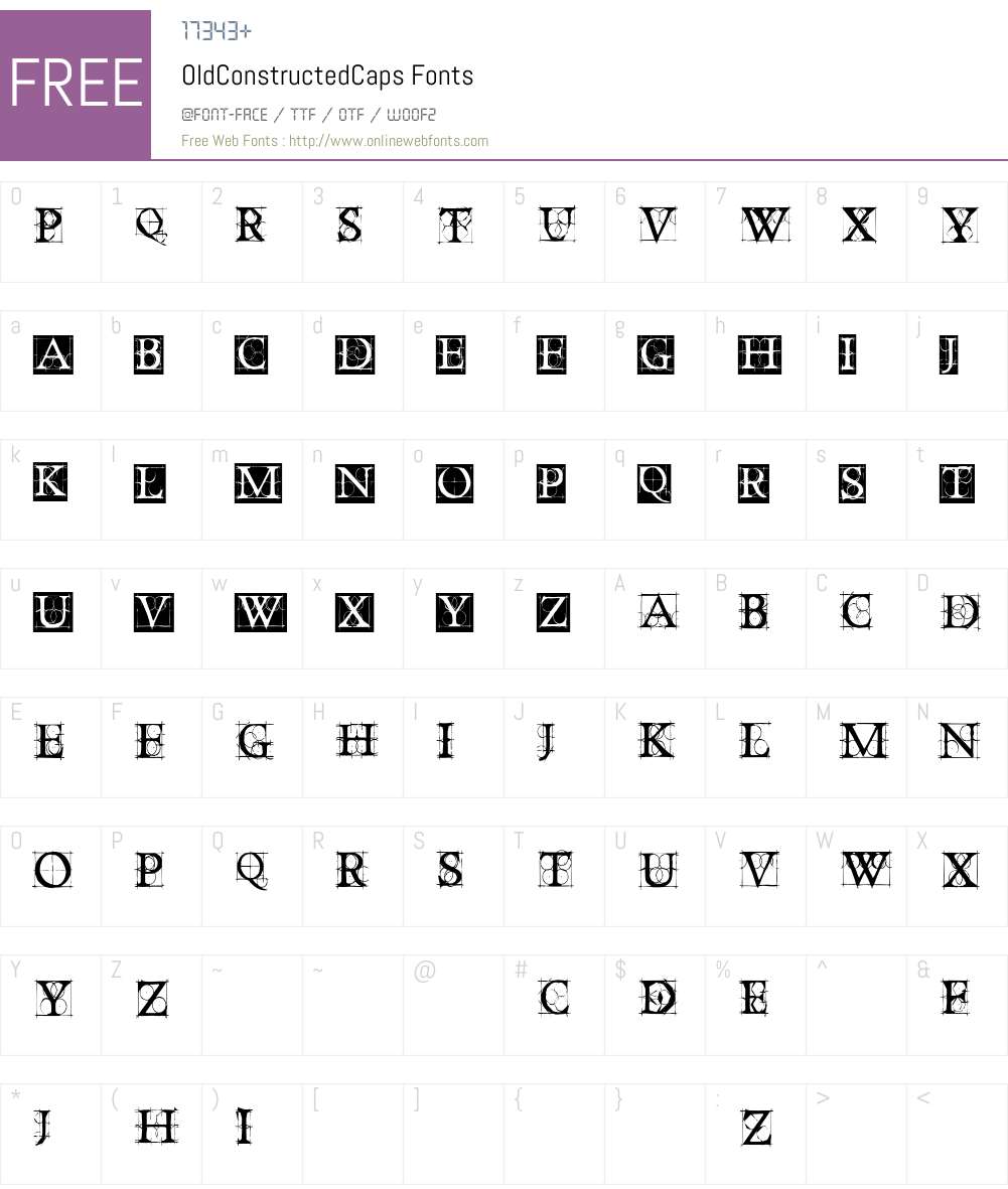 OldConstructedCaps Font Screenshots