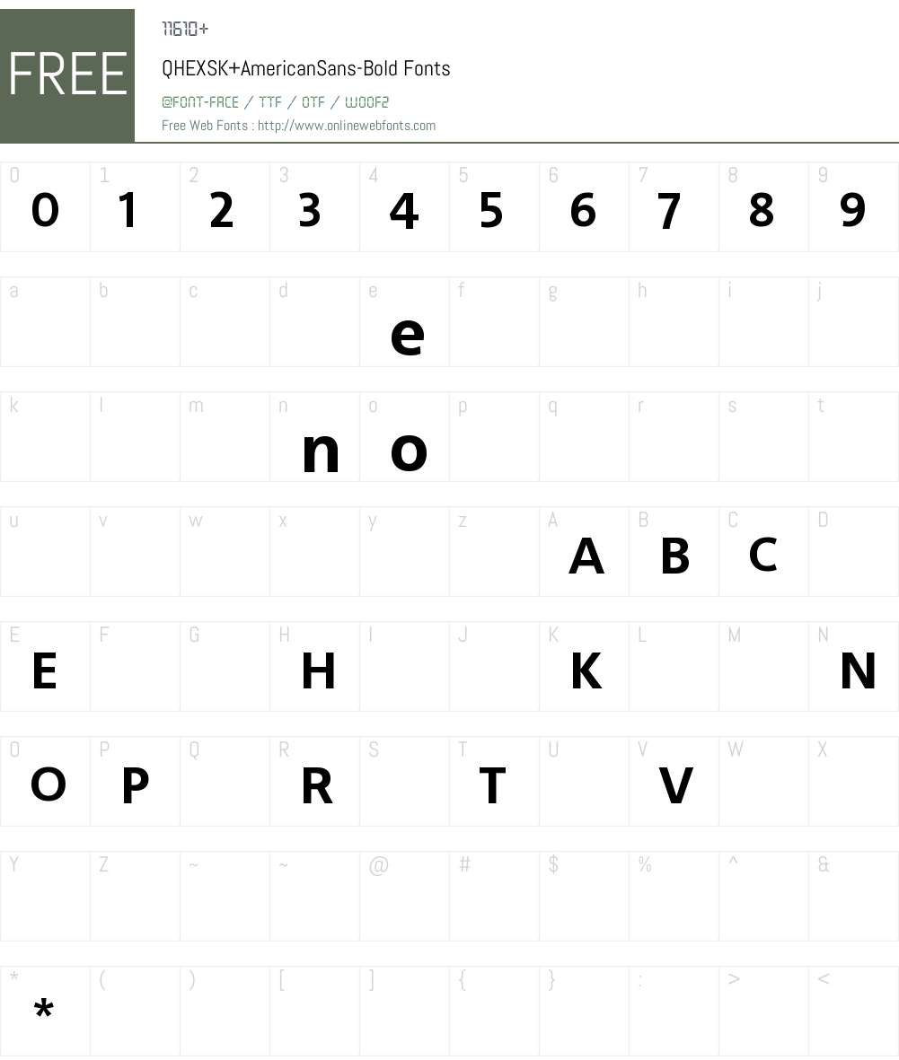 QHEXSK+AmericanSans-Bold Font Screenshots