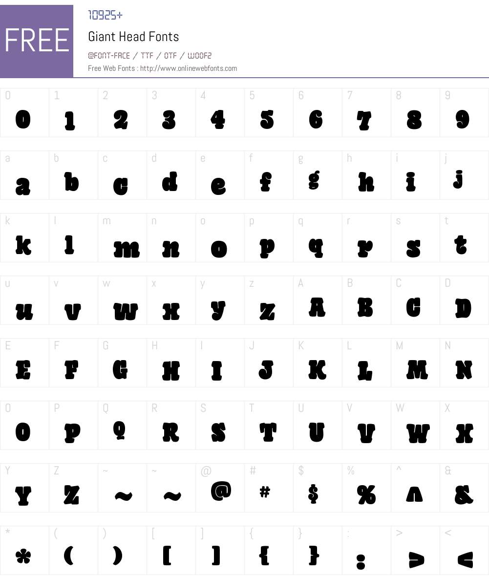 Giant Head Font Screenshots