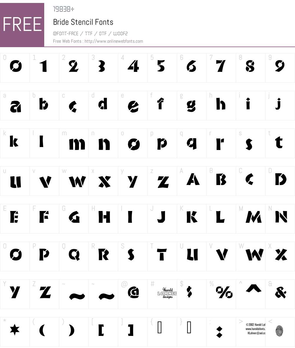 Bride Stencil Font Screenshots