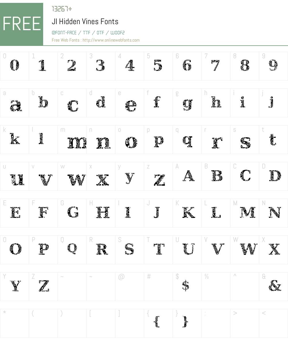 JI Hidden Vines Font Screenshots