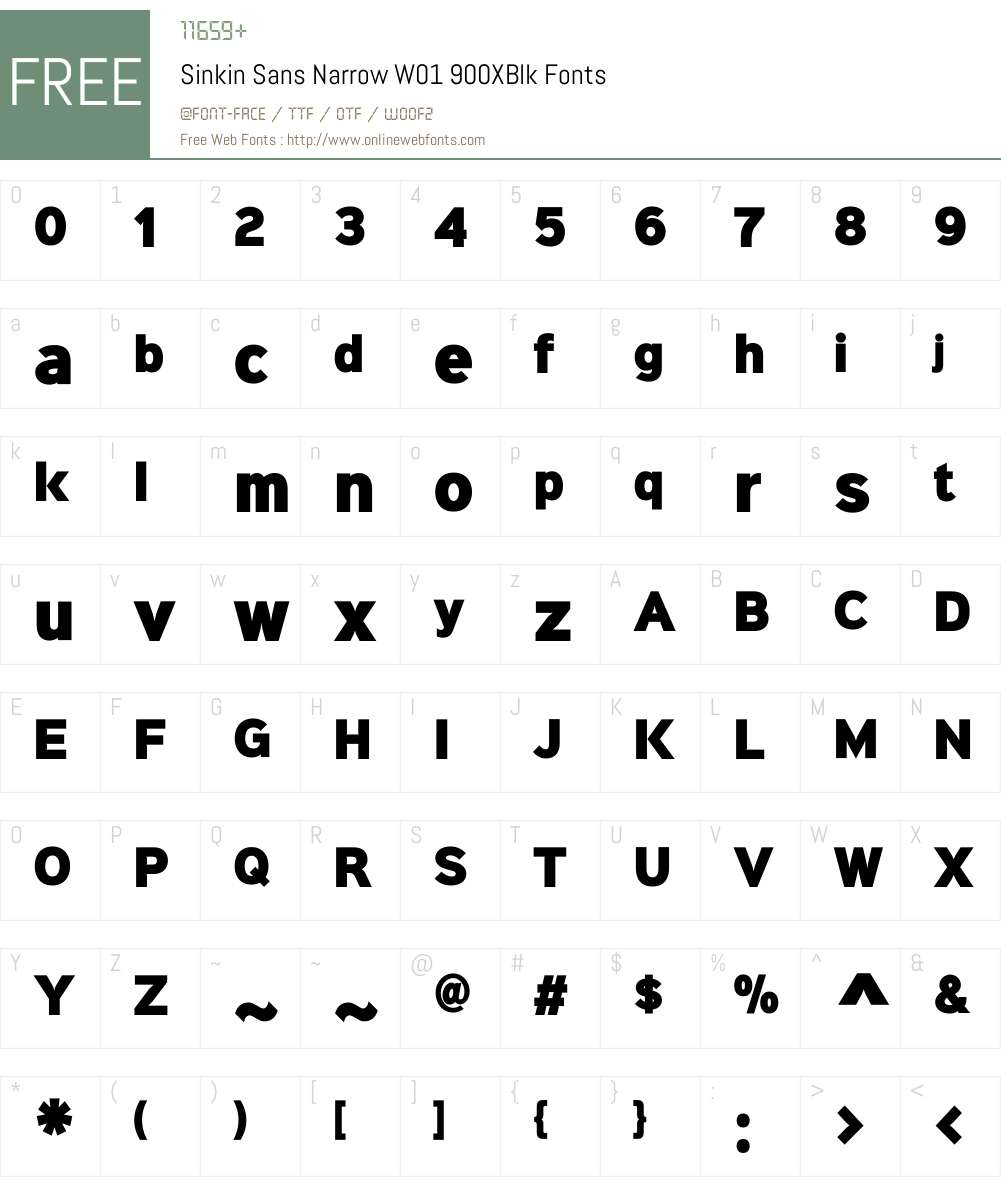 SinkinSansNarrowW01-900XBlk Font Screenshots