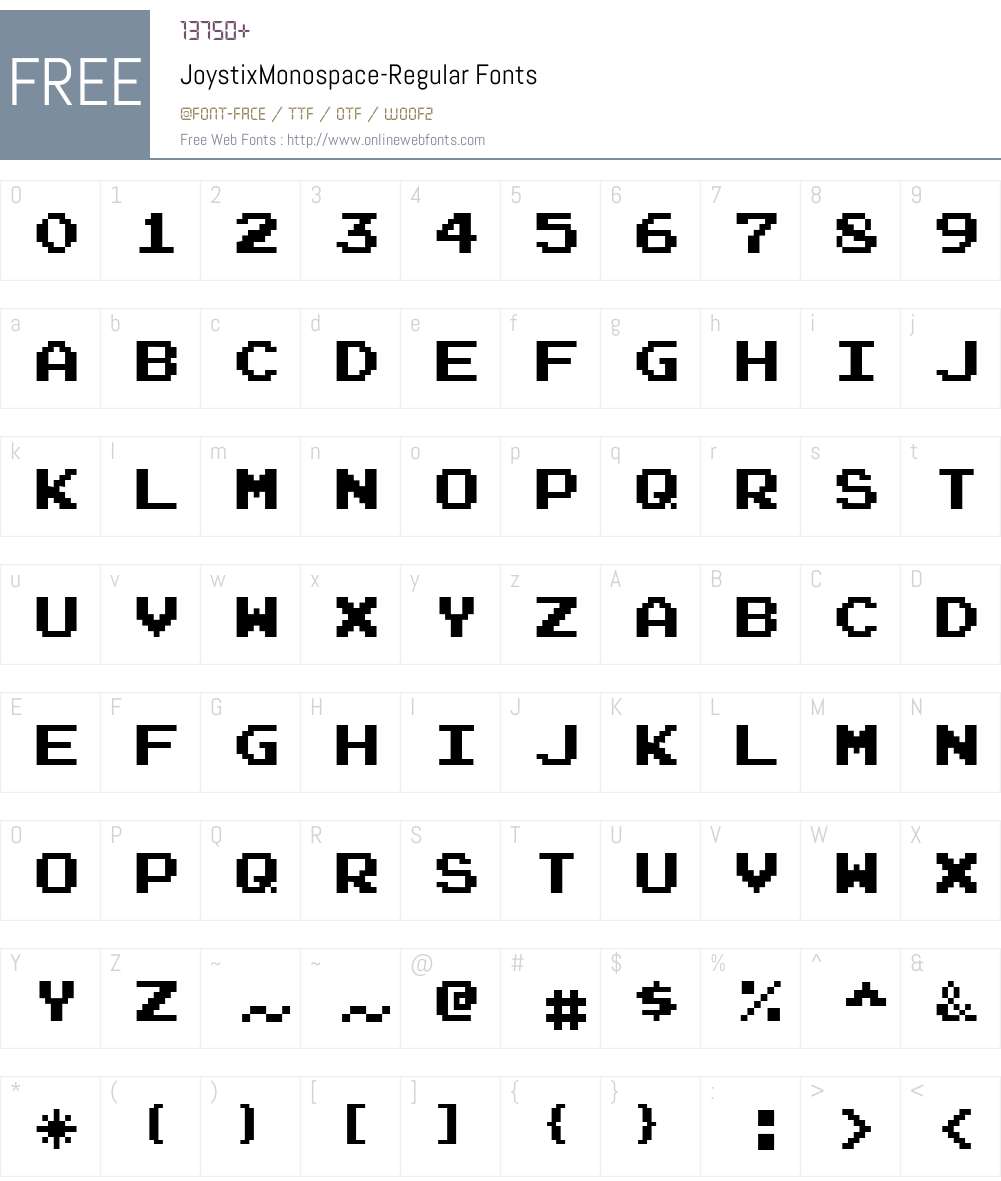 Joystix Font Screenshots