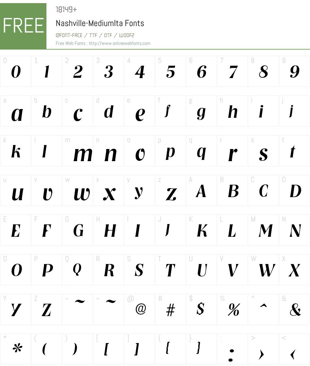 Nashville-MediumIta Font Screenshots