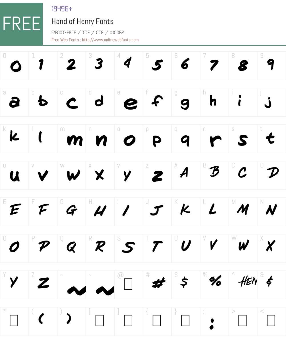 Hand of Henry Font Screenshots