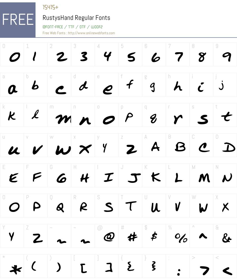 RustysHand Font Screenshots
