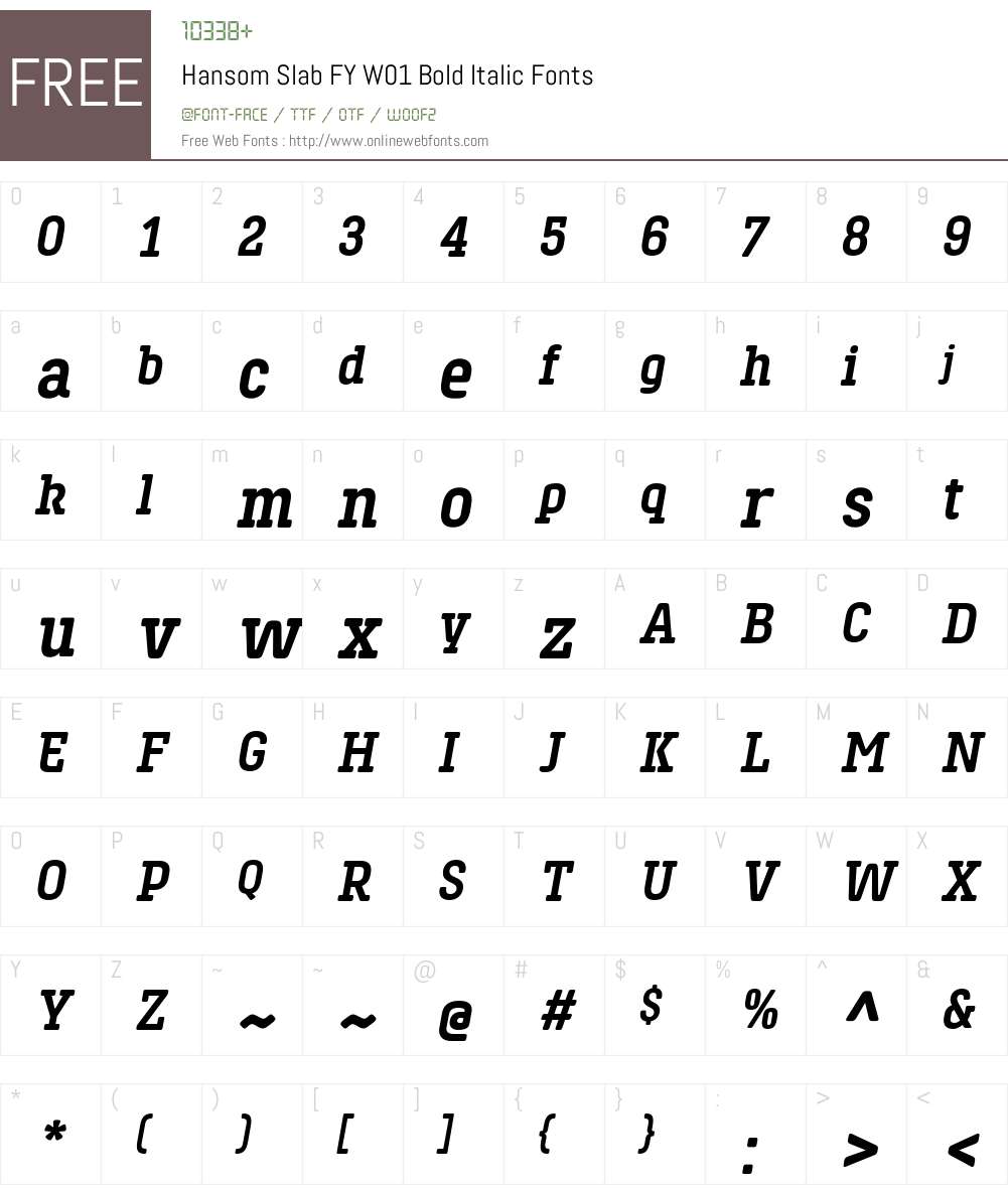 HansomSlabFYW01-BoldItalic Font Screenshots