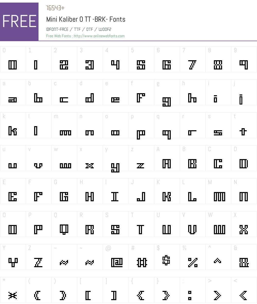 Mini Kaliber O TT (BRK) Font Screenshots