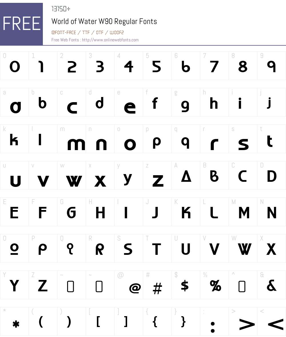 WorldofWaterW90-Regular Font Screenshots