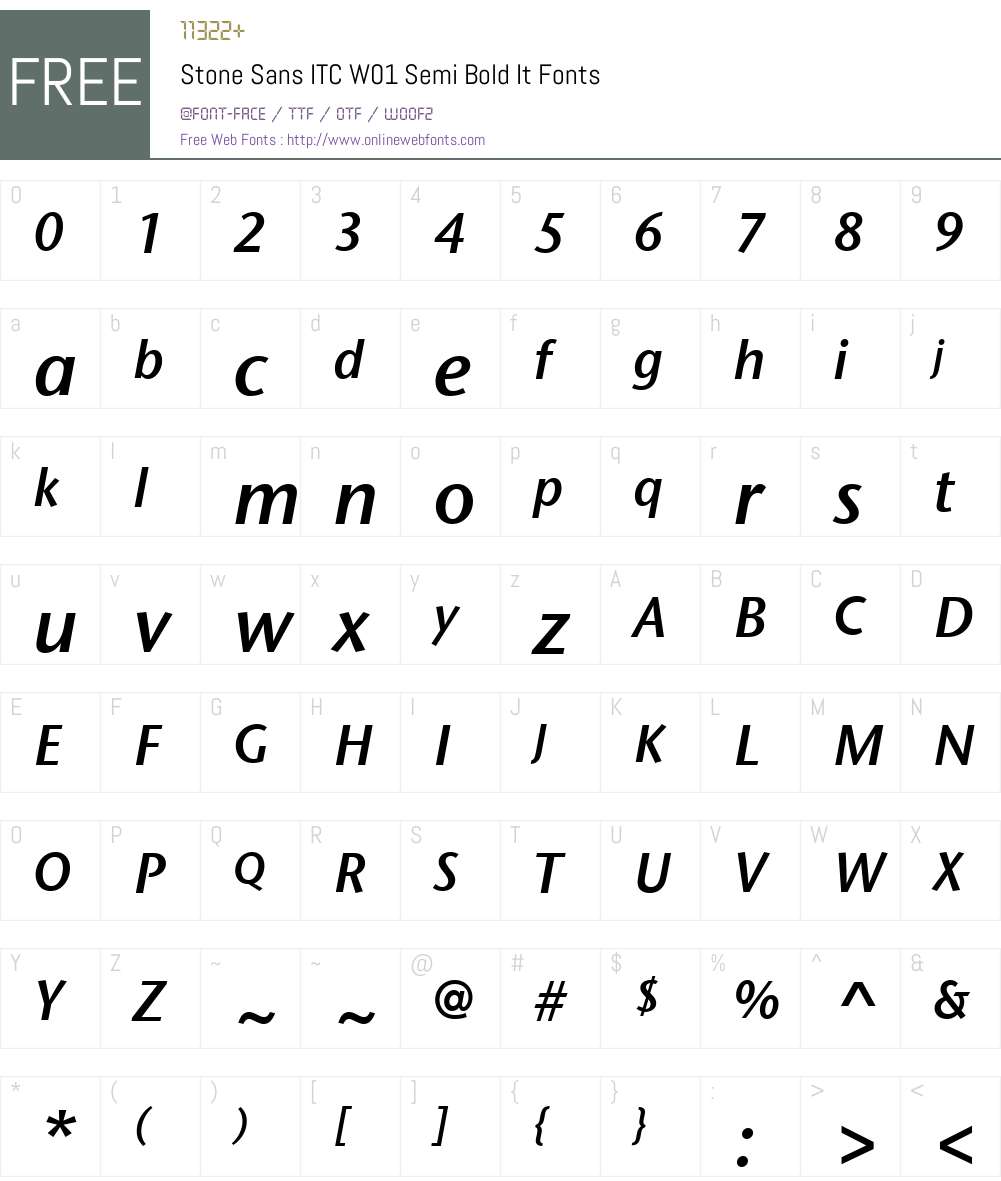 StoneSansITCW01-SemiBoldIt Font Screenshots