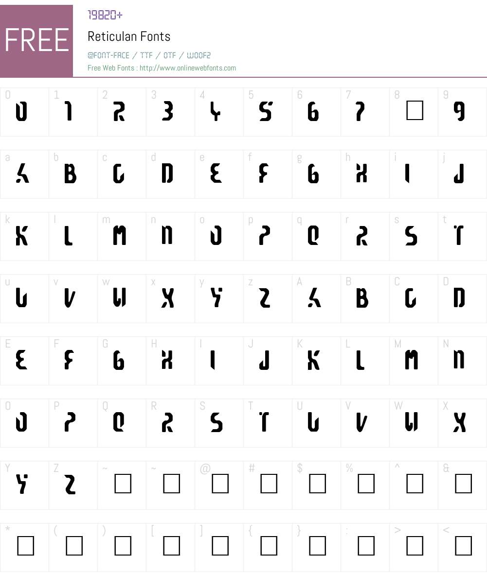 Reticulan Font Screenshots