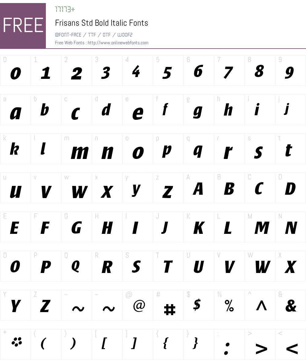 Frisans Std Font Screenshots