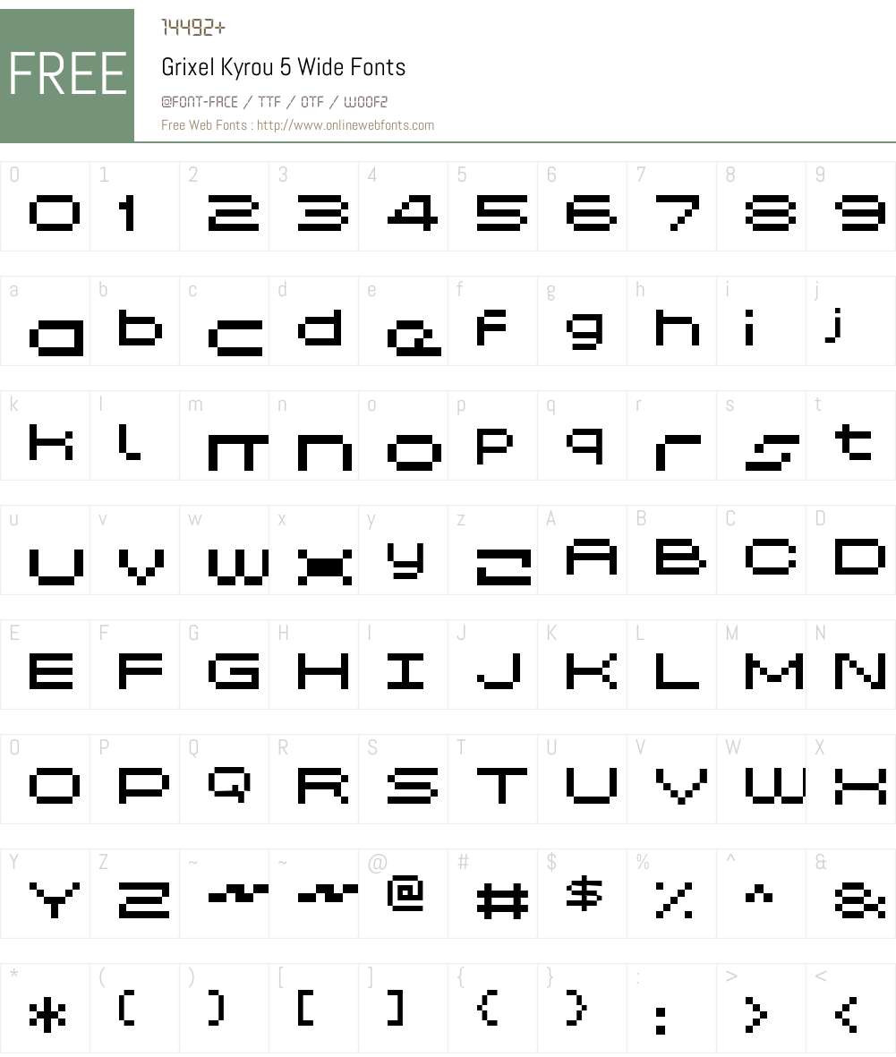 Grixel Kyrou 5 Wide Font Screenshots