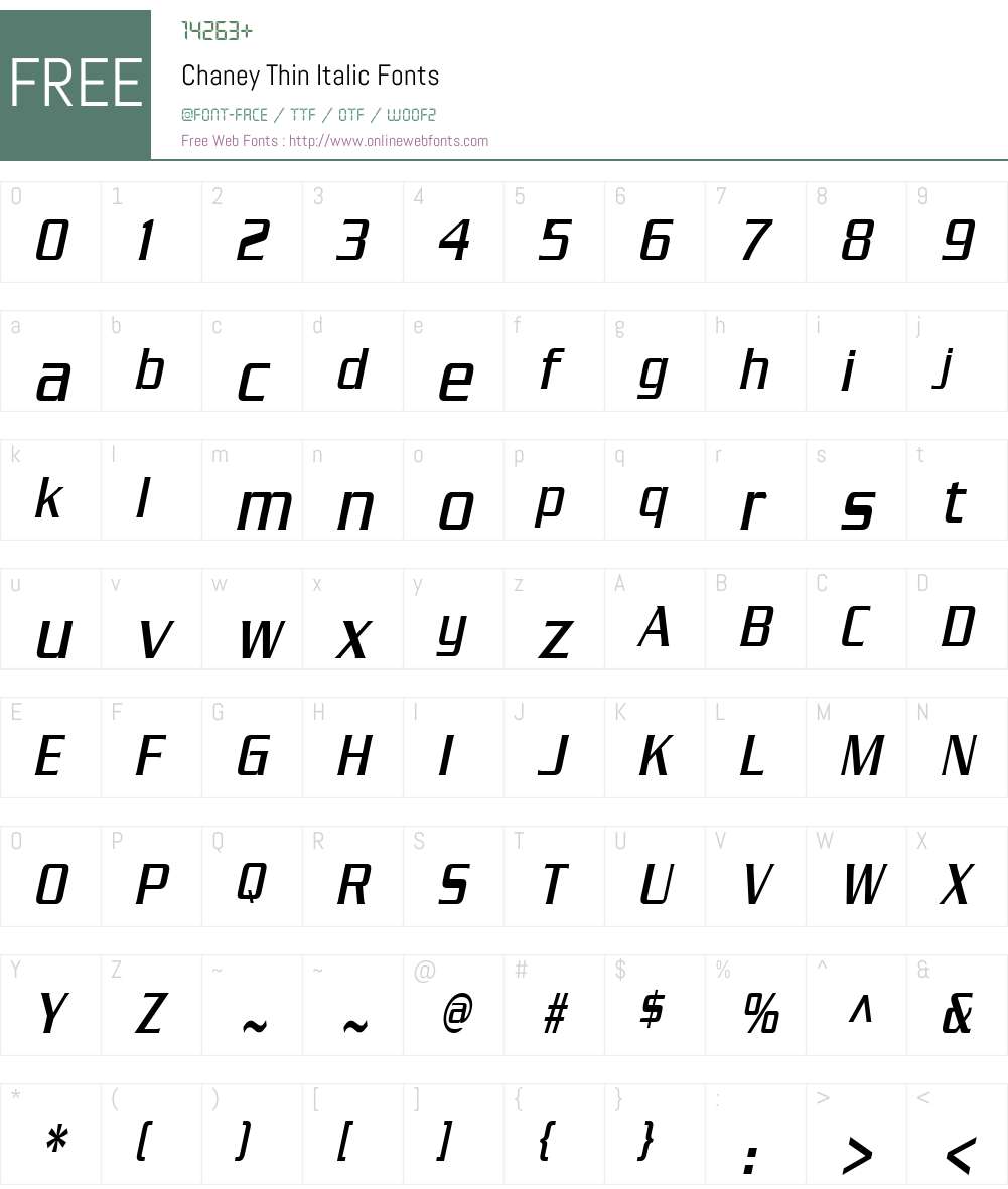 Chaney Thin Font Screenshots