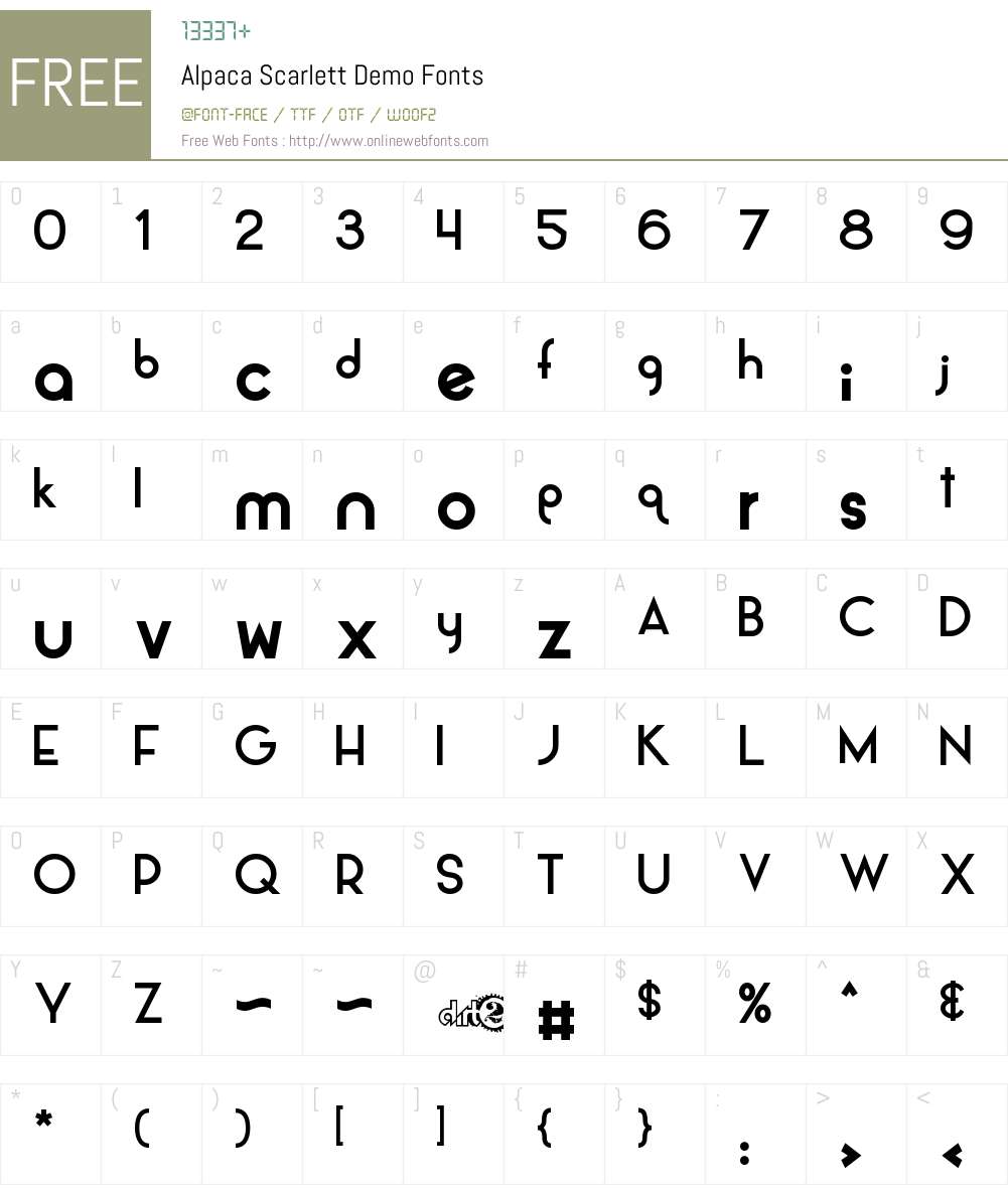Alpaca Scarlett Demo Font Screenshots