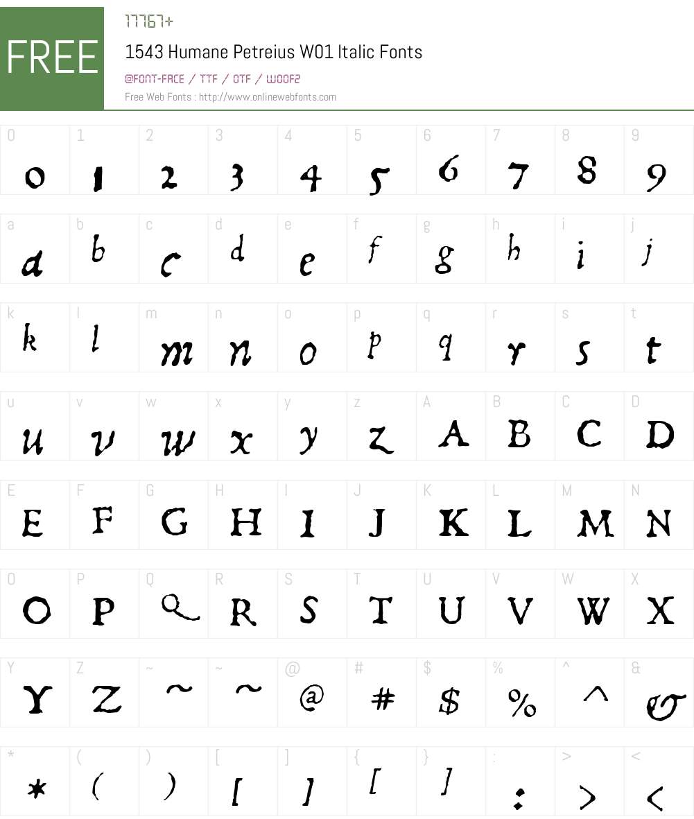 1543HumanePetreiusW01-It Font Screenshots