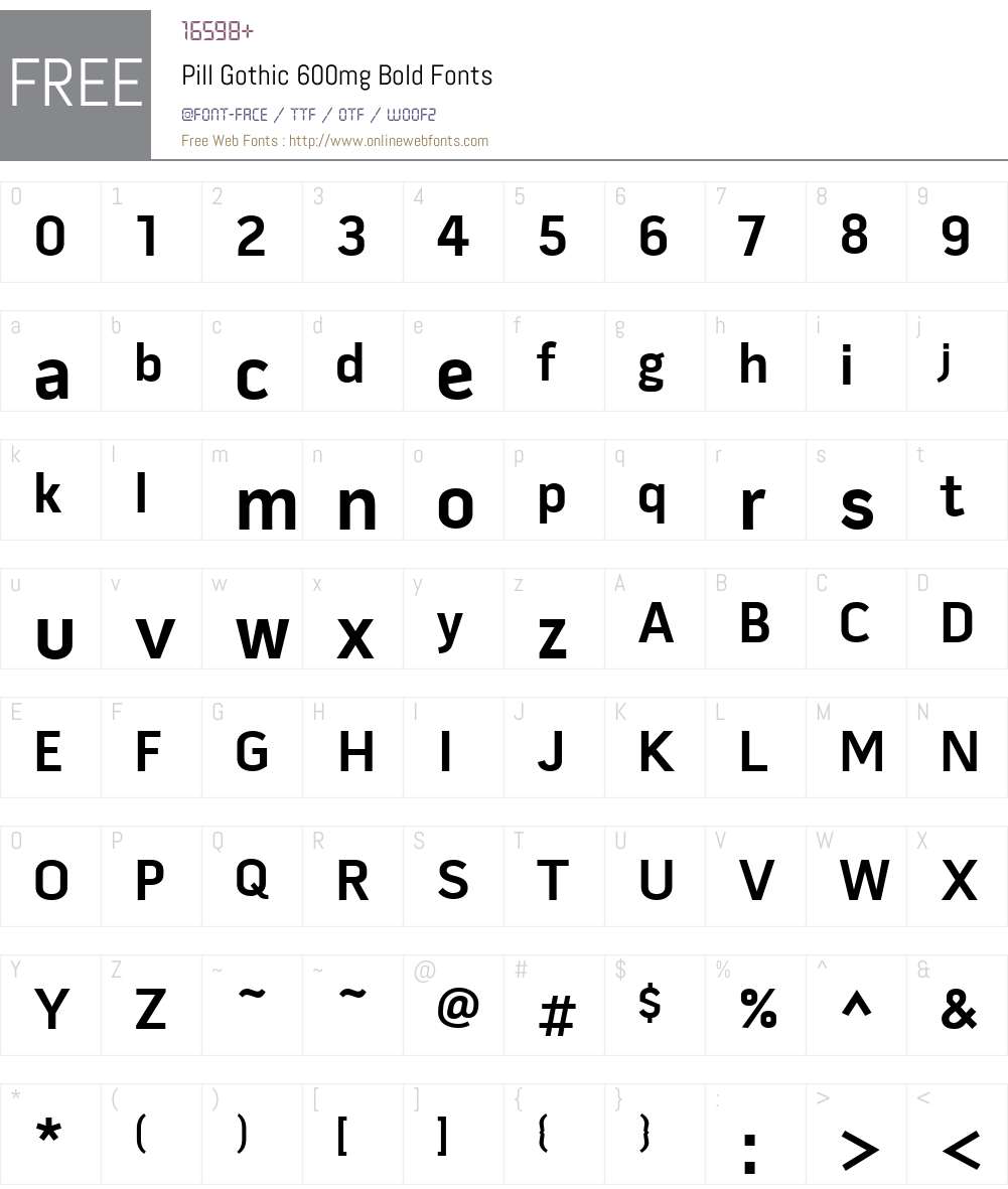 Pill Gothic 600mg Font Screenshots
