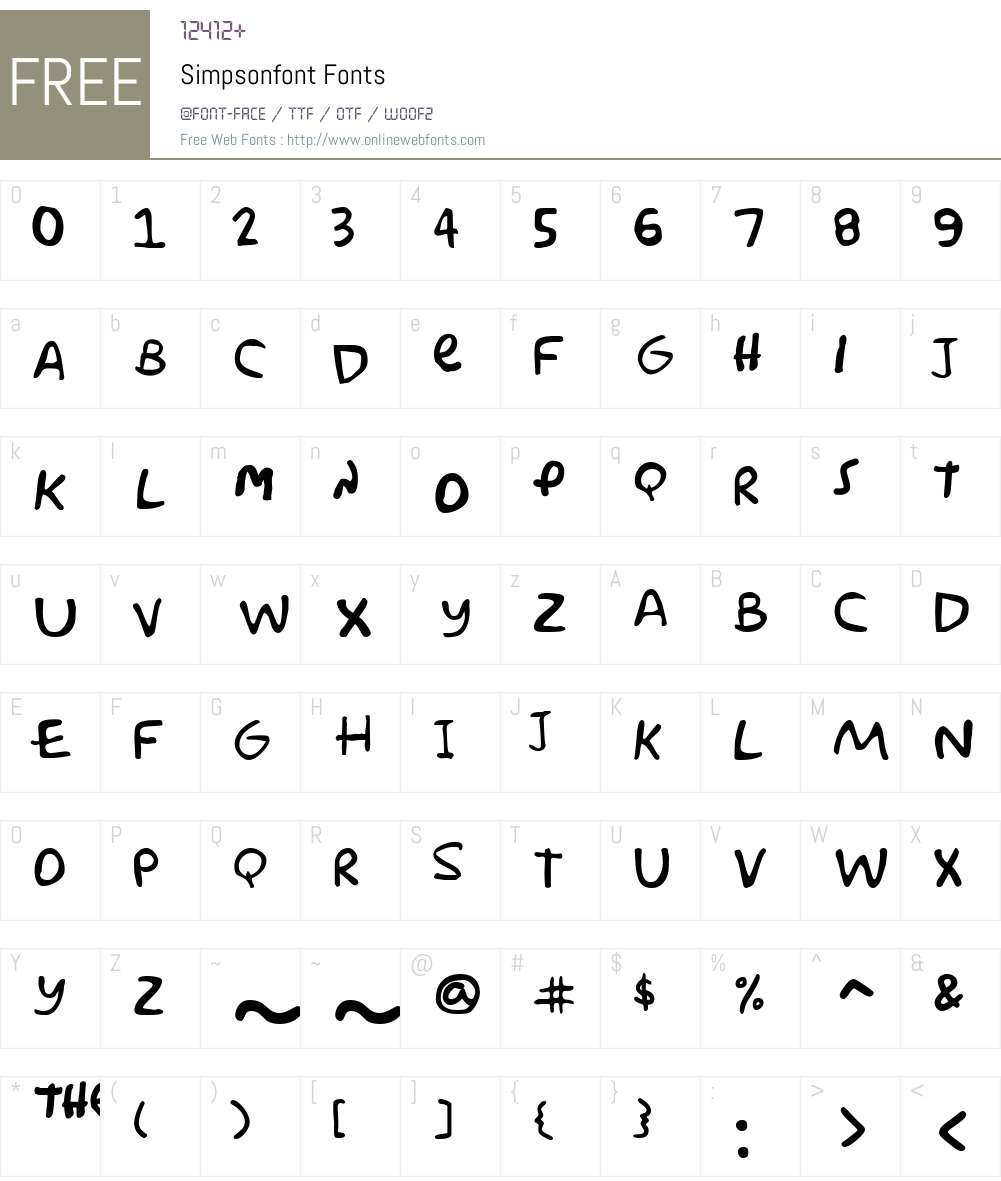 Simpsonfont Font Screenshots