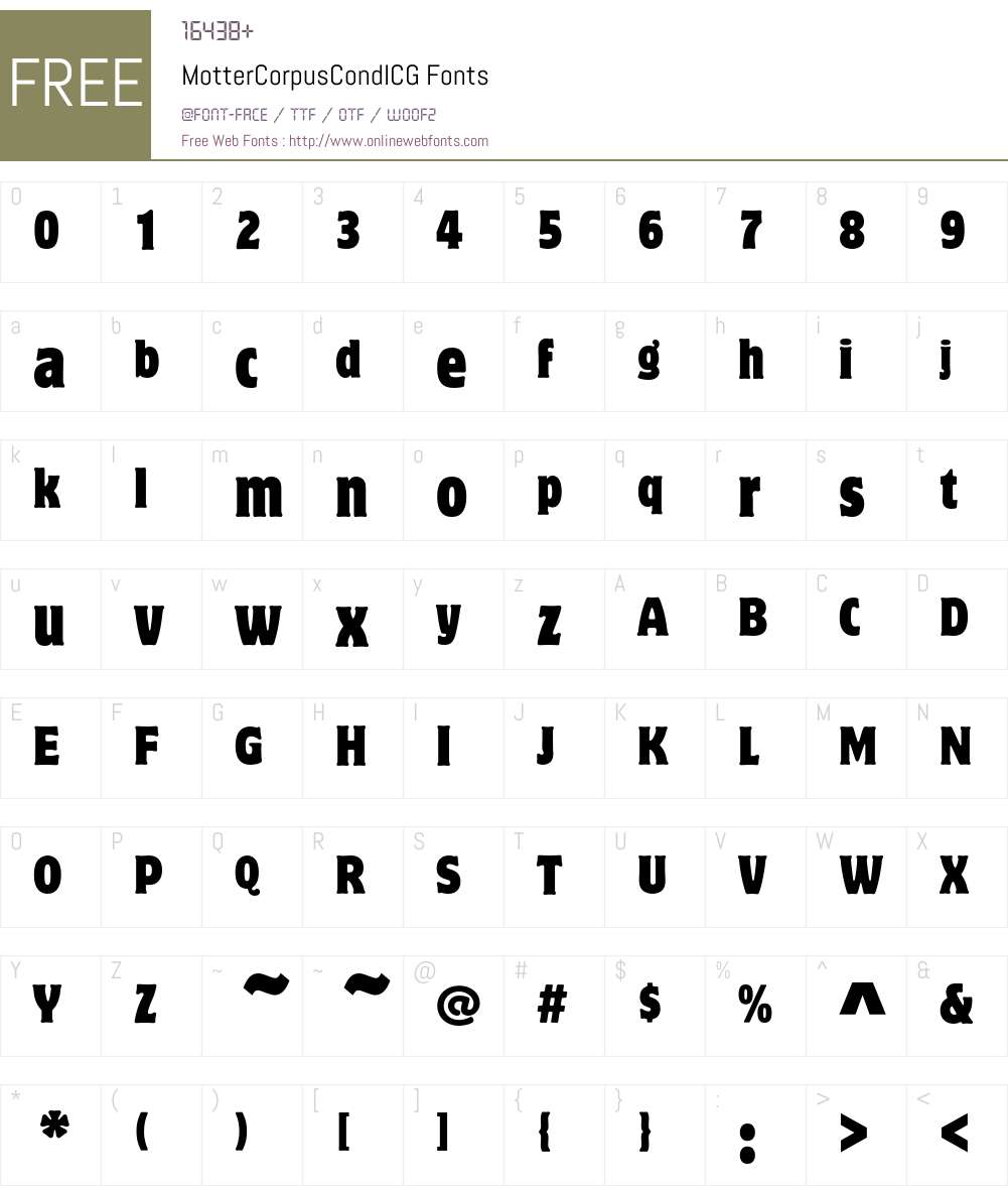 MotterCorpusCondICG Font Screenshots