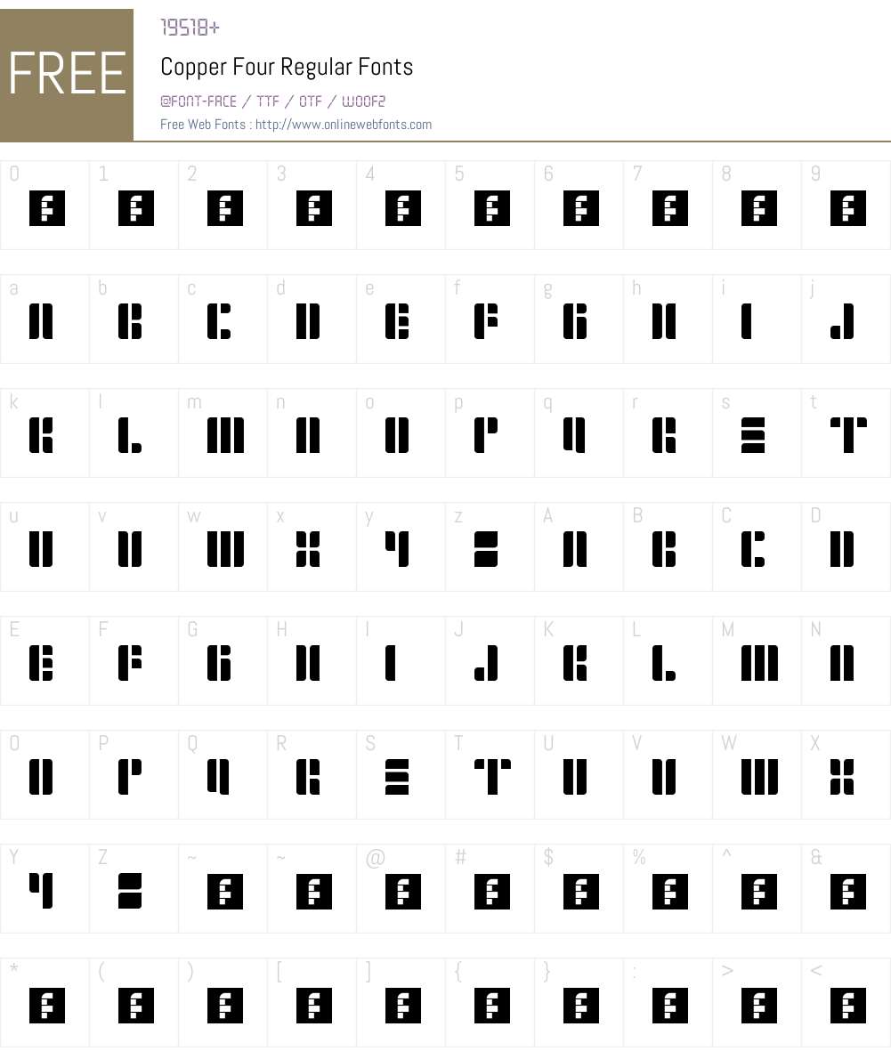 Copper Four Font Screenshots