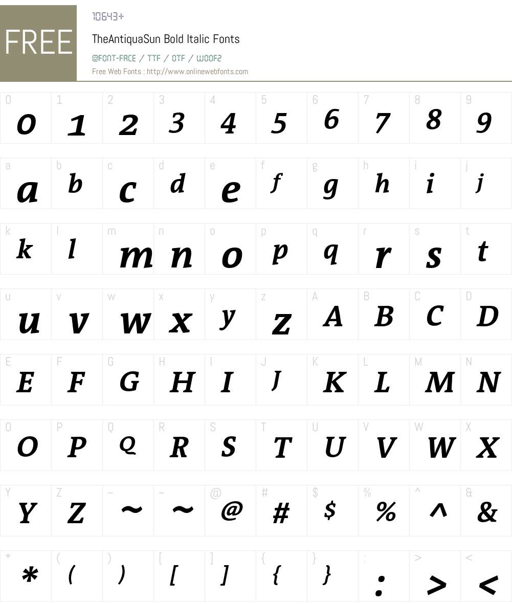 TheAntiquaSun Font Screenshots