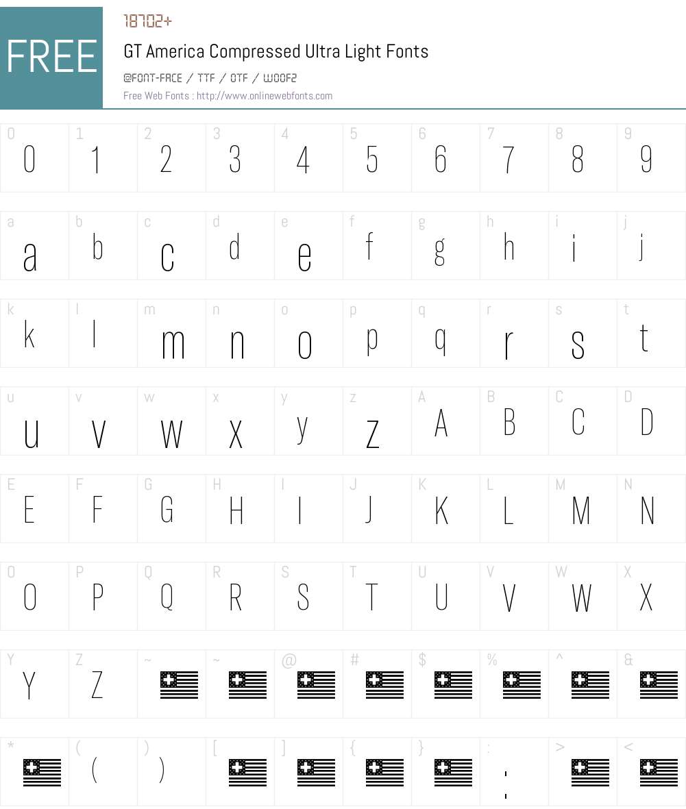 GT America Compressed Ultra Light Font Screenshots