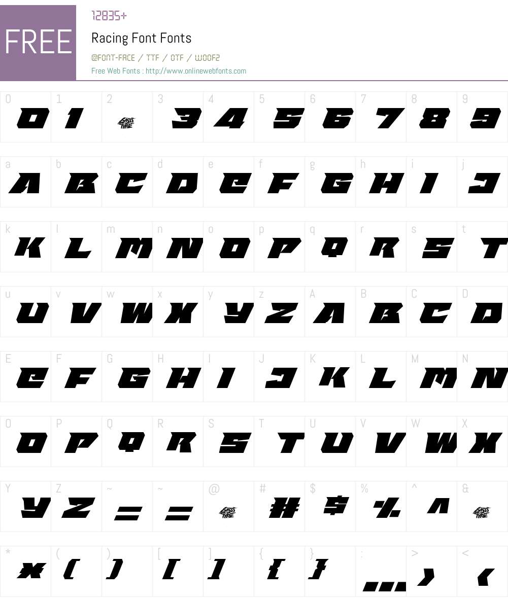 Truetype Racing Font Racing Font 1.00;December 19, 2024;FontCreator 13.0.0.2683 64-bit Fonts ...