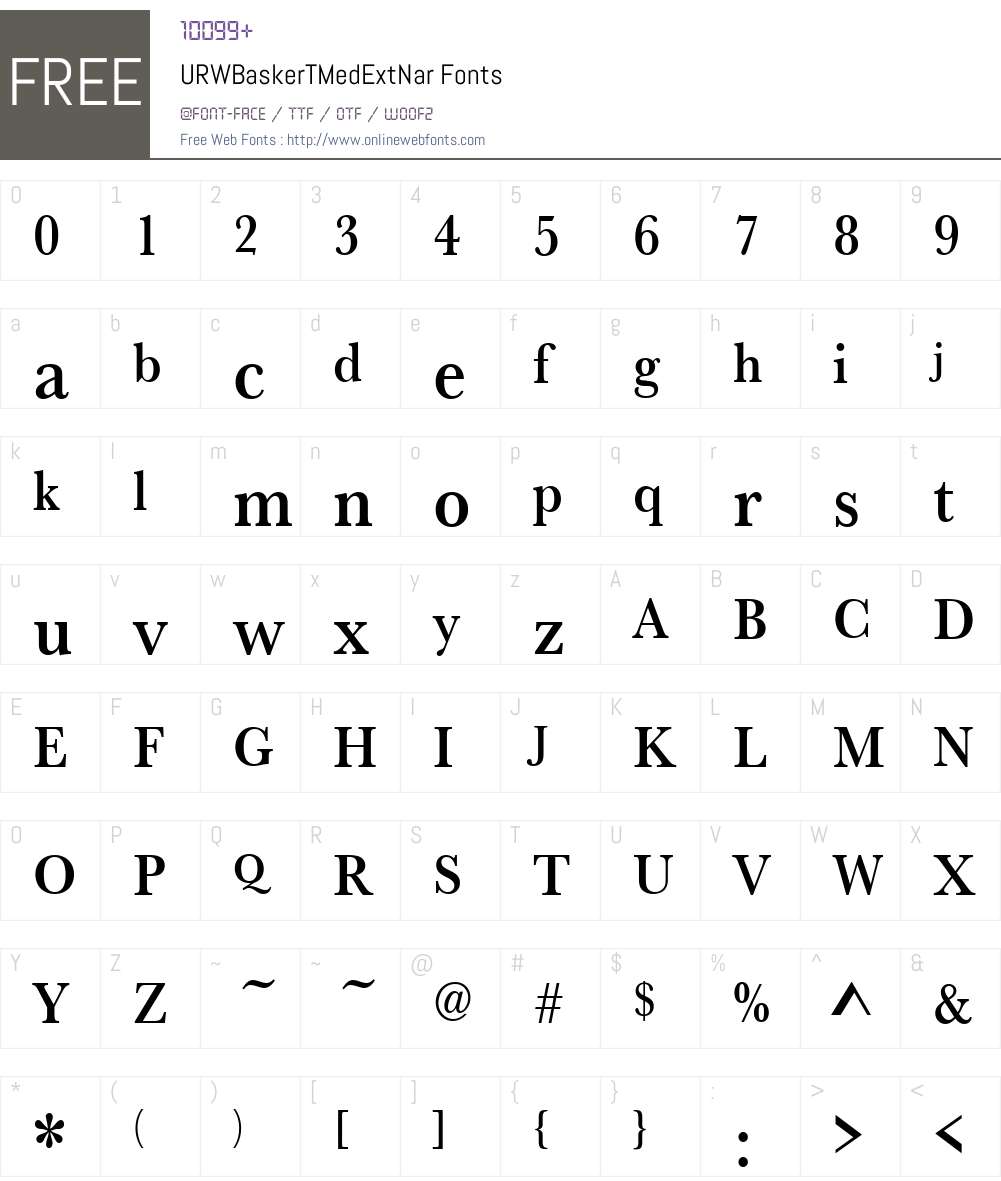 URWBaskerTMedExtNar Font Screenshots
