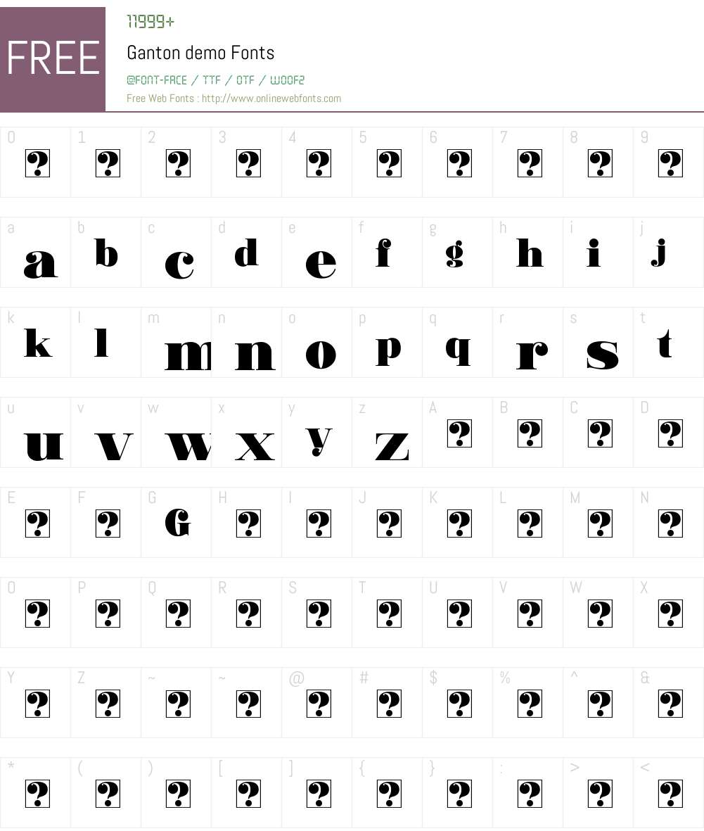 Ganton demo Font Screenshots