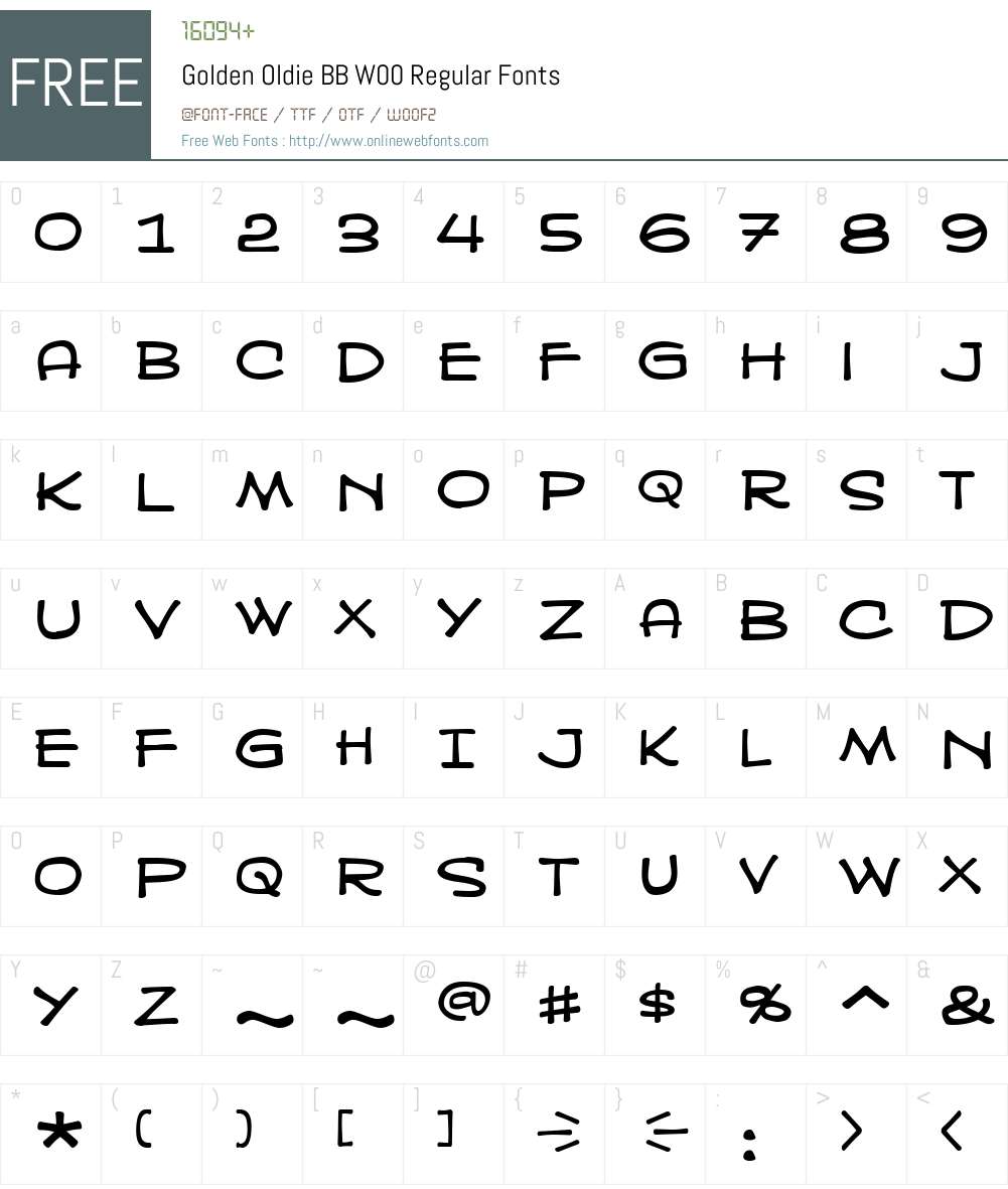Golden Oldie BB Font Screenshots