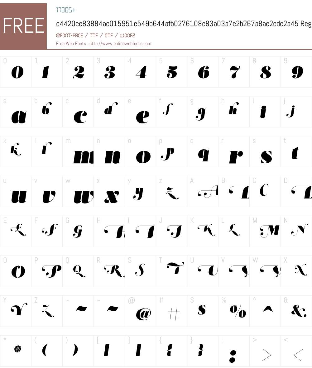 c4420ec83884ac015951e549b644afb0276108e83a03a7e2b267a8ac2edc2a45 Font Screenshots