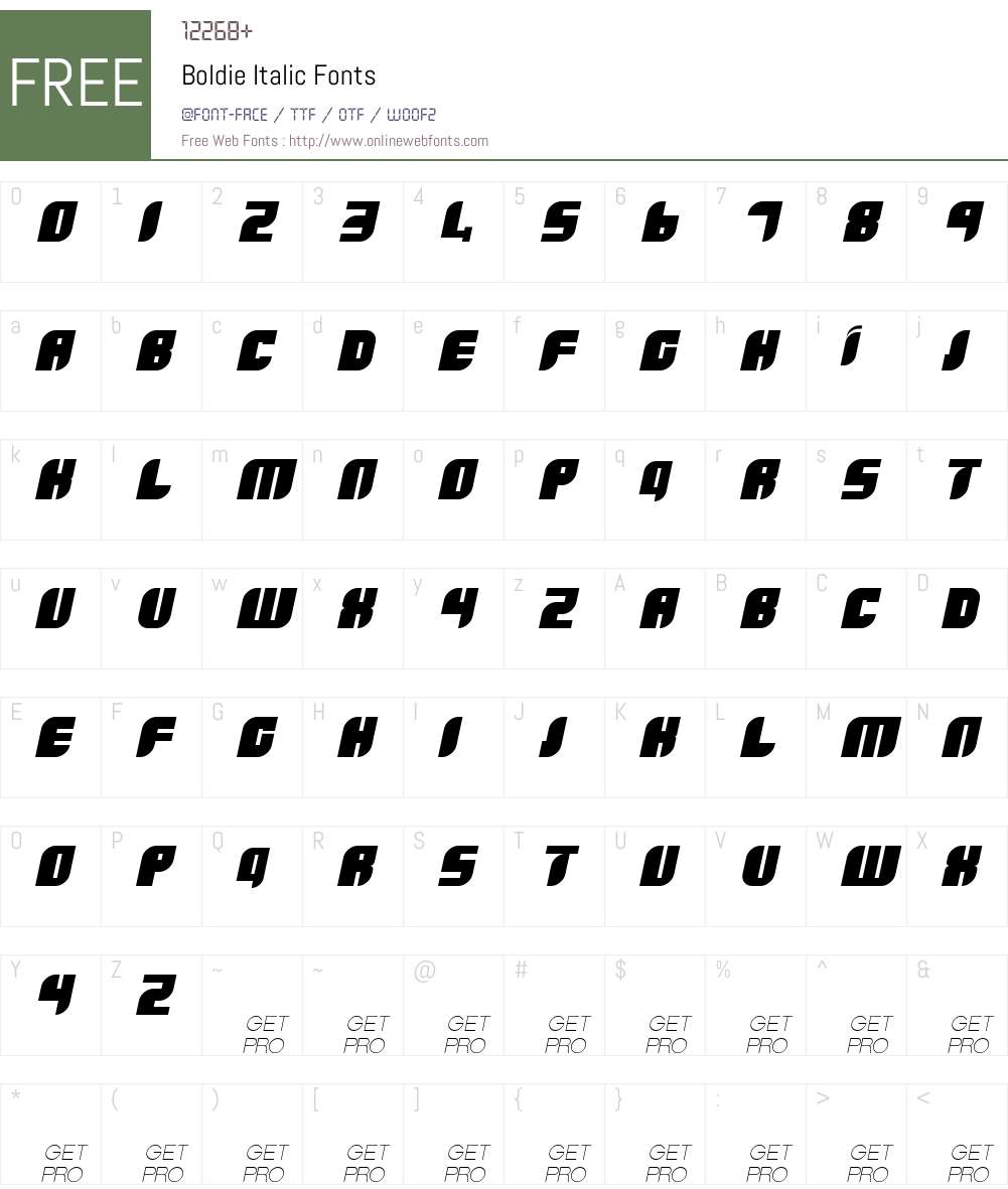 Boldie Italic Font Screenshots