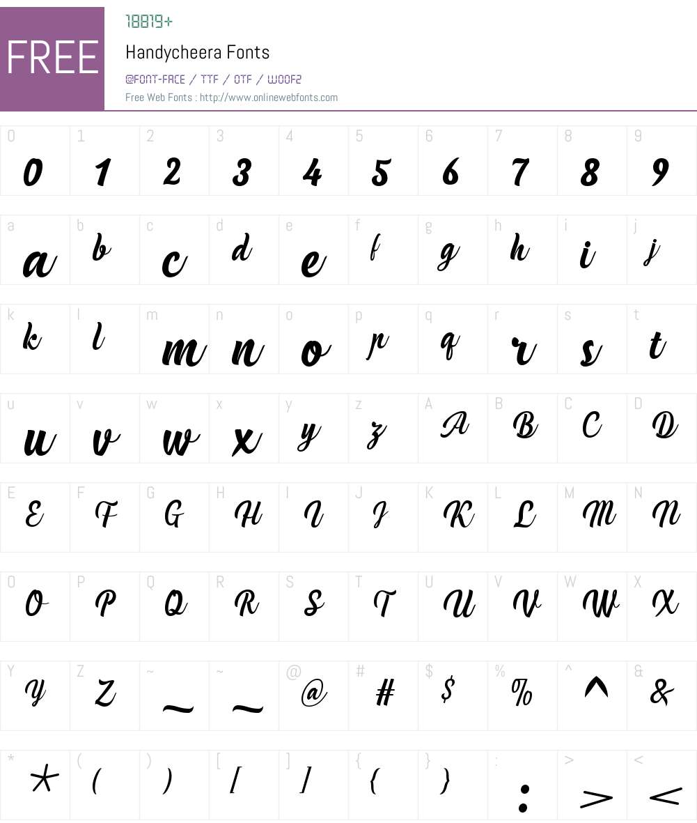 Handycheera Font Screenshots