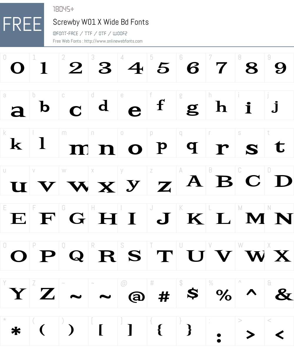 ScrewbyW01-XWideBd Font Screenshots