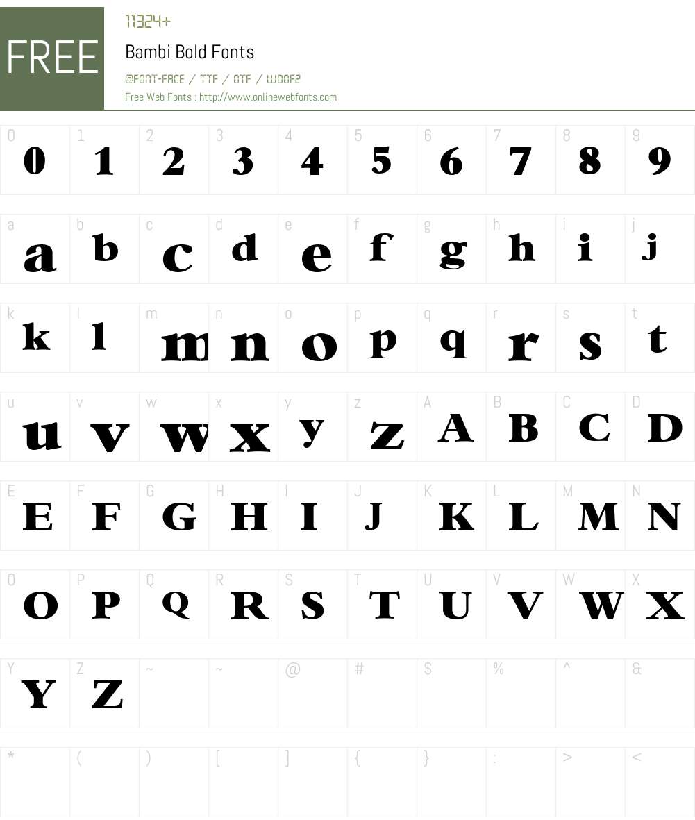 Bambi Bold Font Screenshots