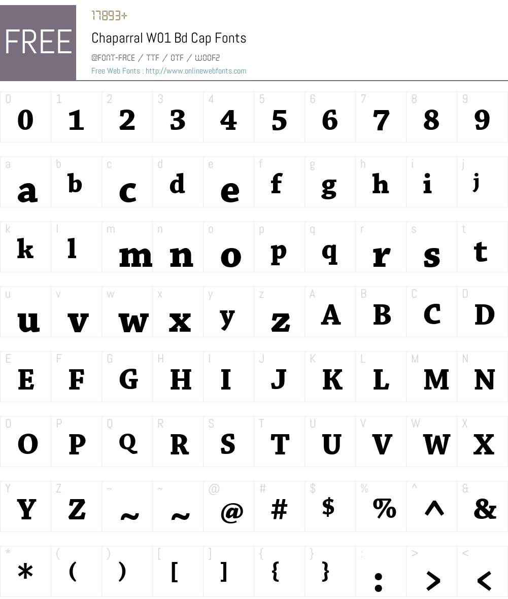 ChaparralW01-BdCap Font Screenshots