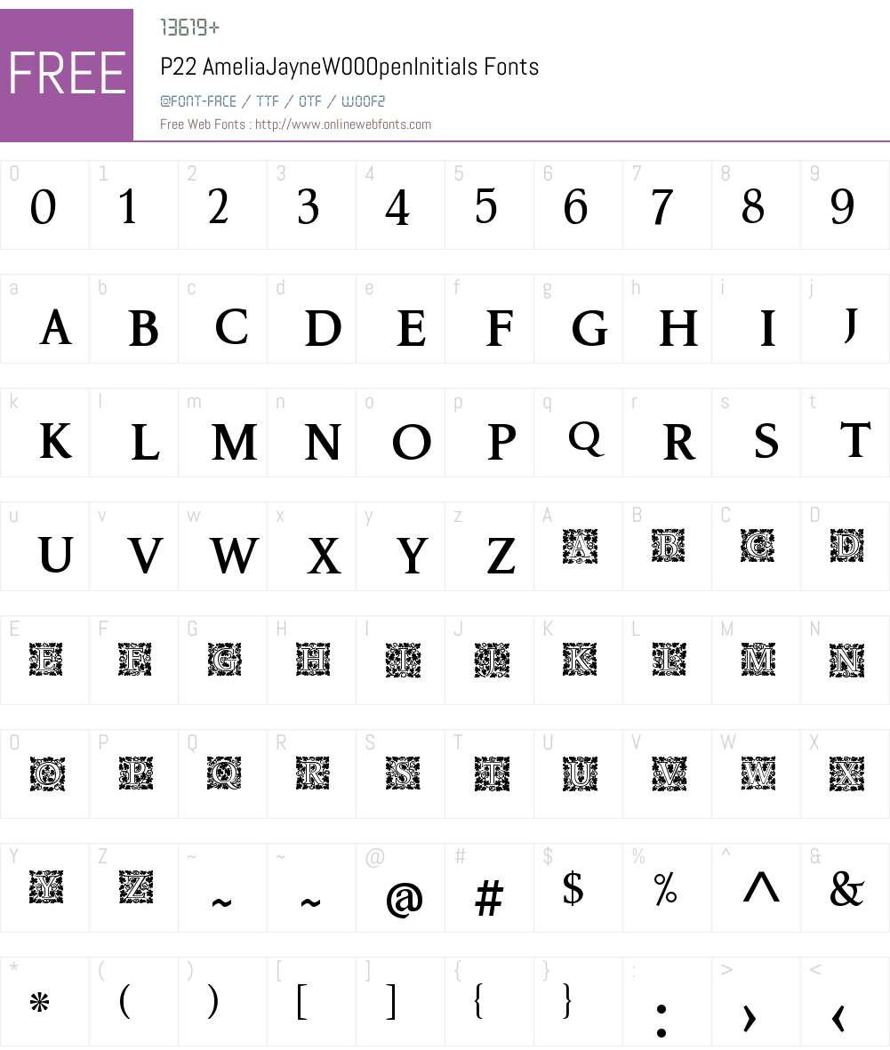 P22AmeliaJayneW00-OpenInitials Font Screenshots