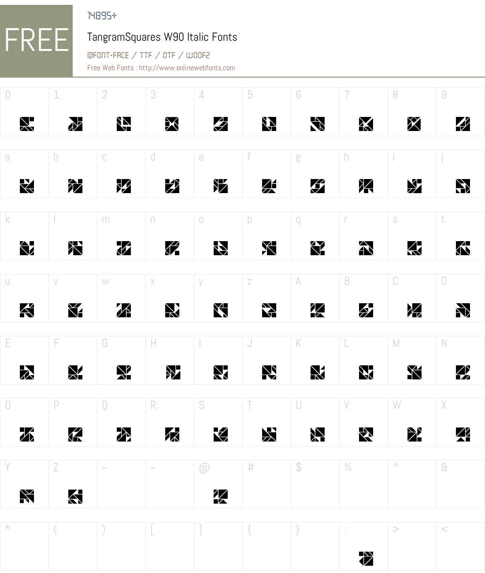 TangramSquaresW90-Italic Font Screenshots