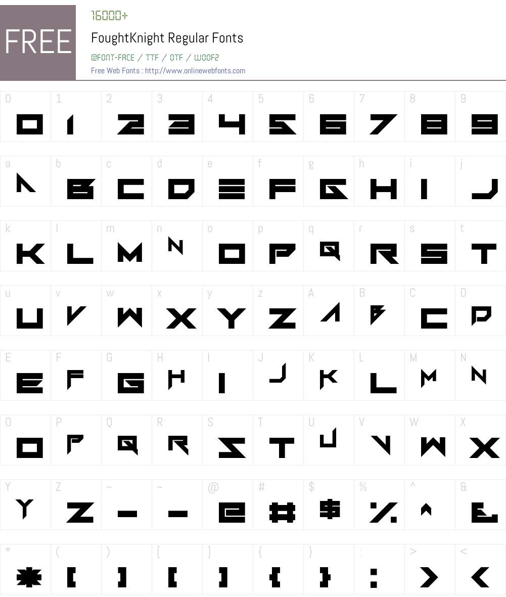 FoughtKnight Font Screenshots