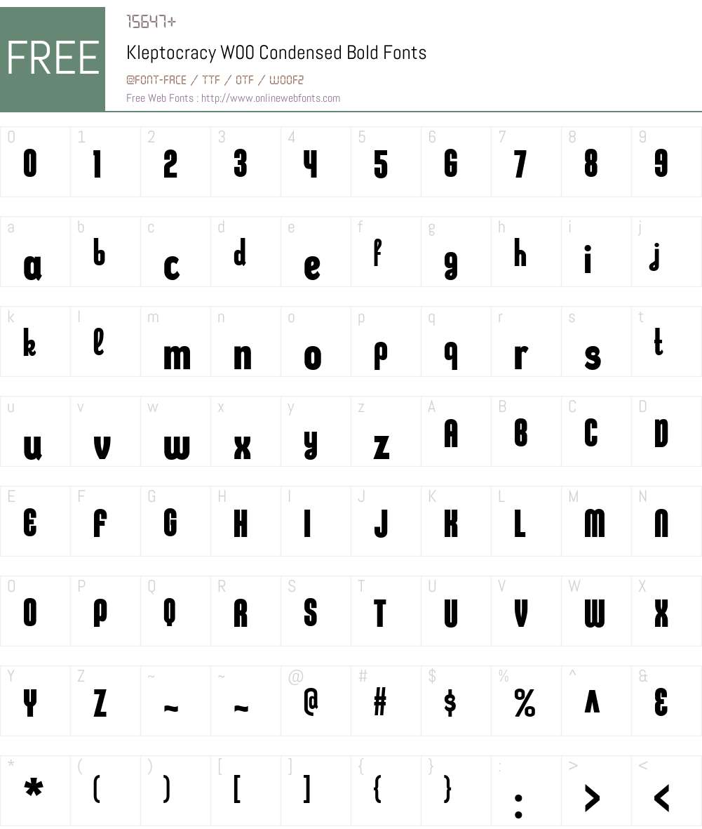 KleptocracyW00-CondBold Font Screenshots