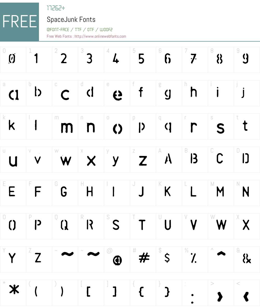 SpaceJunk Font Screenshots