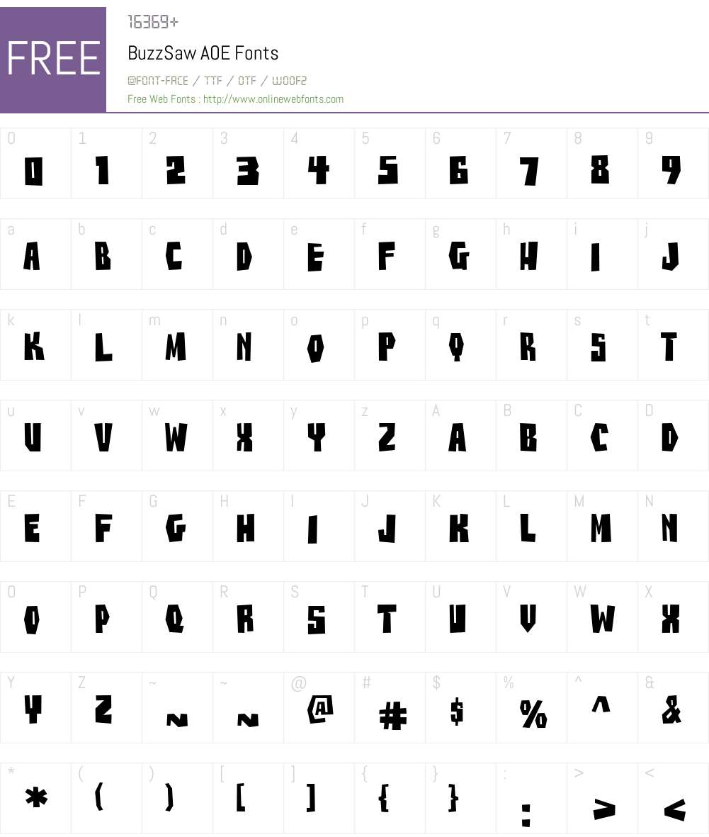 BuzzSaw AOE Font Screenshots