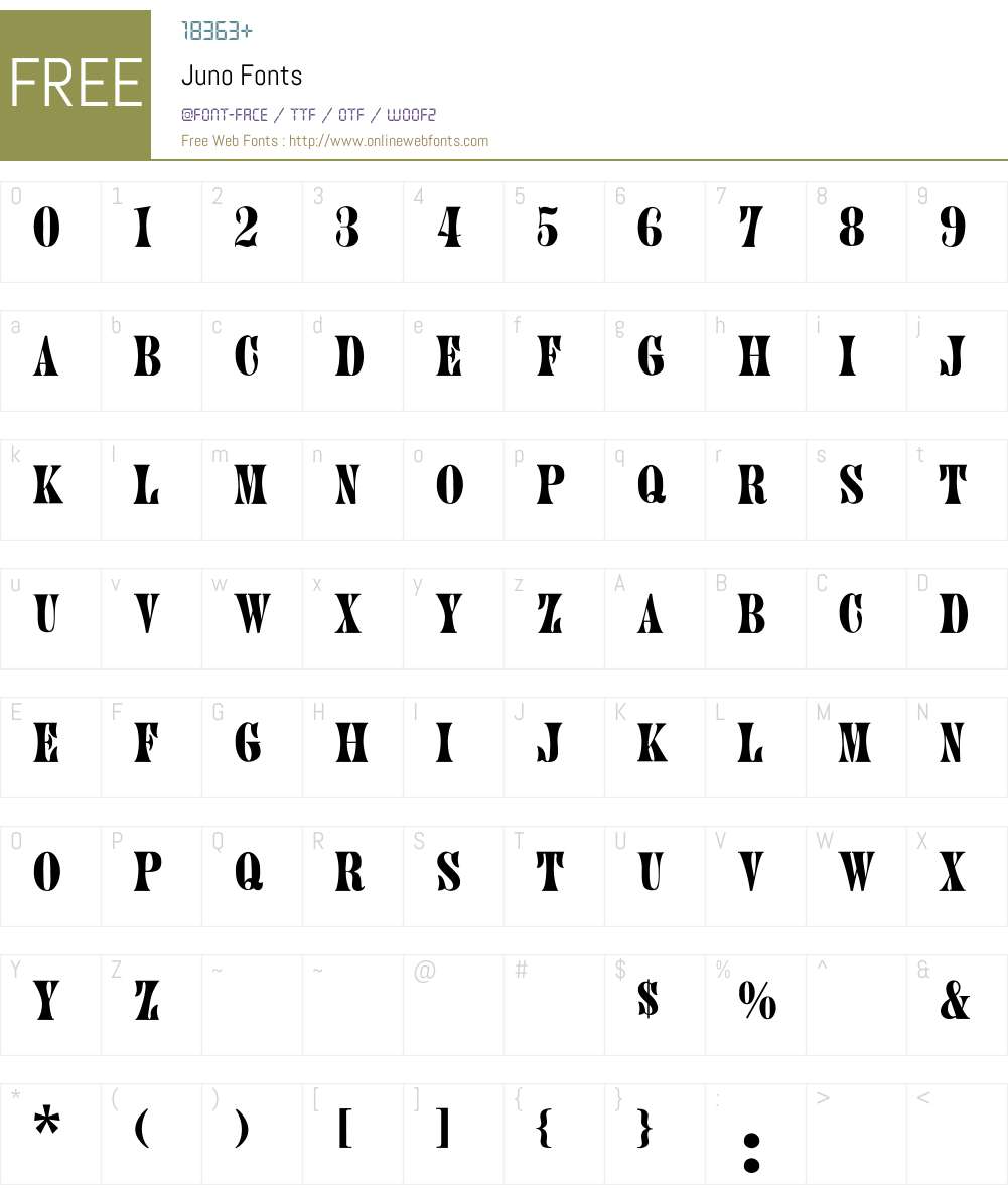 Juno Font Screenshots