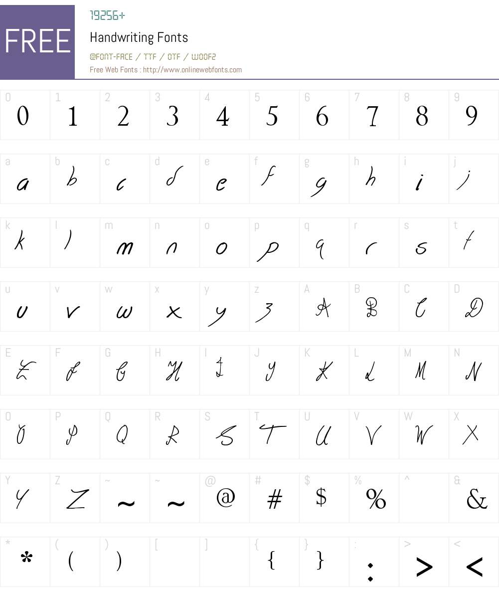 Handwriting Font Screenshots