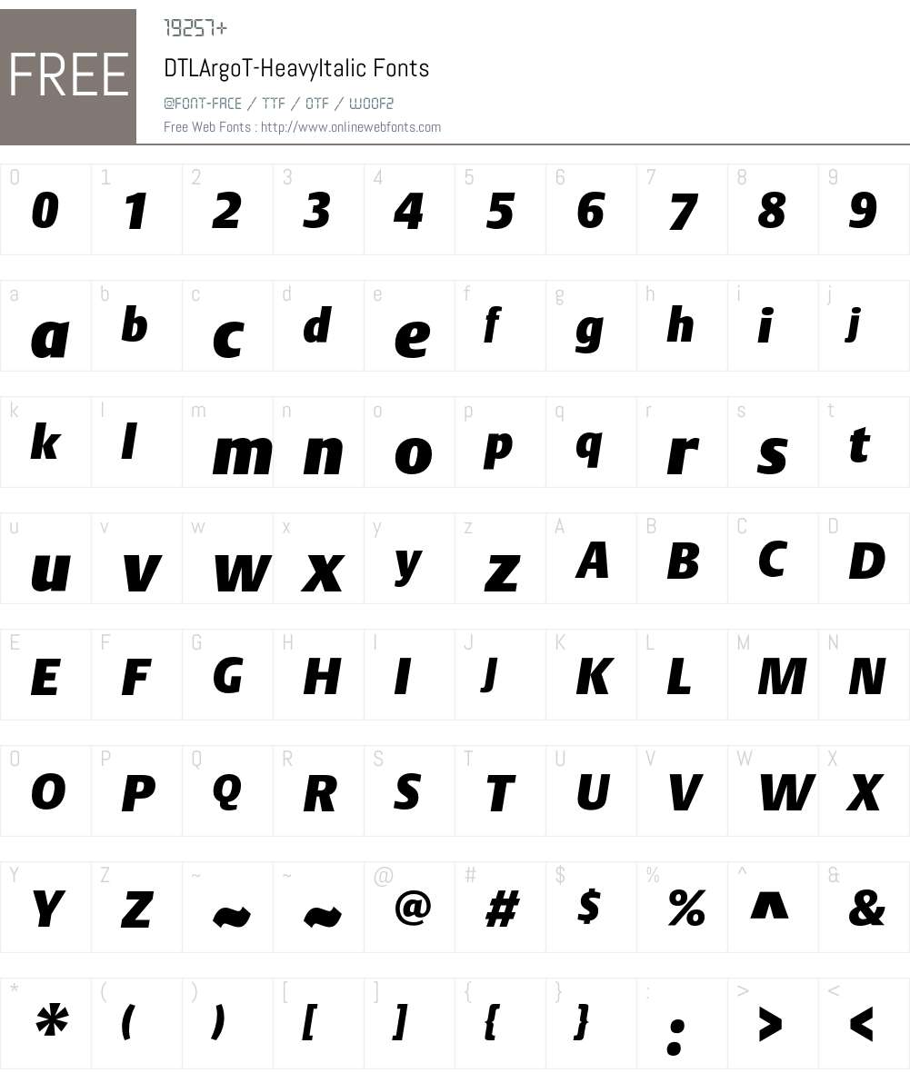 DTLArgoT Font Screenshots