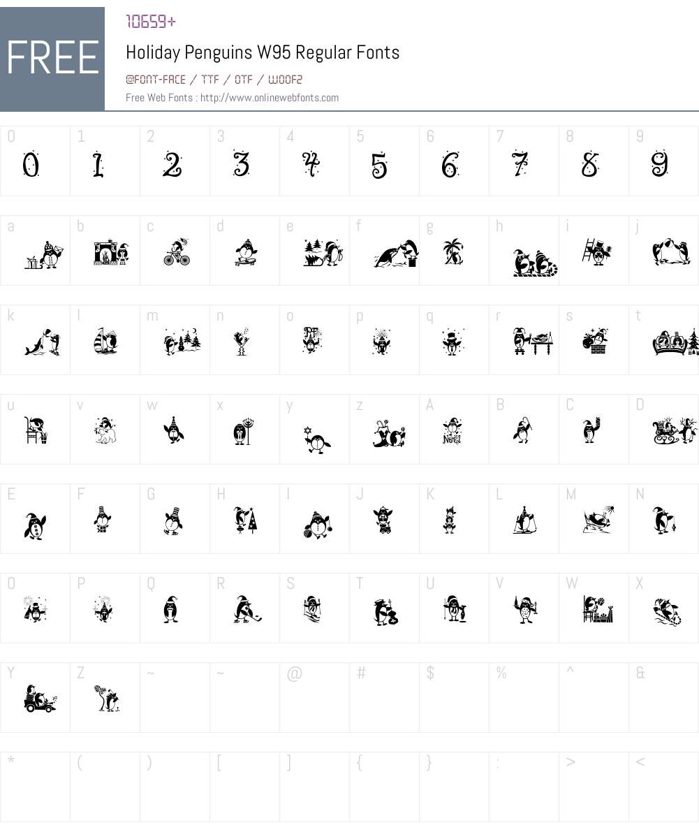 HolidayPenguinsW95-Regular Font Screenshots