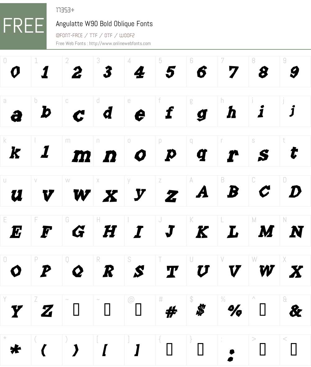 Angulatte Font Screenshots