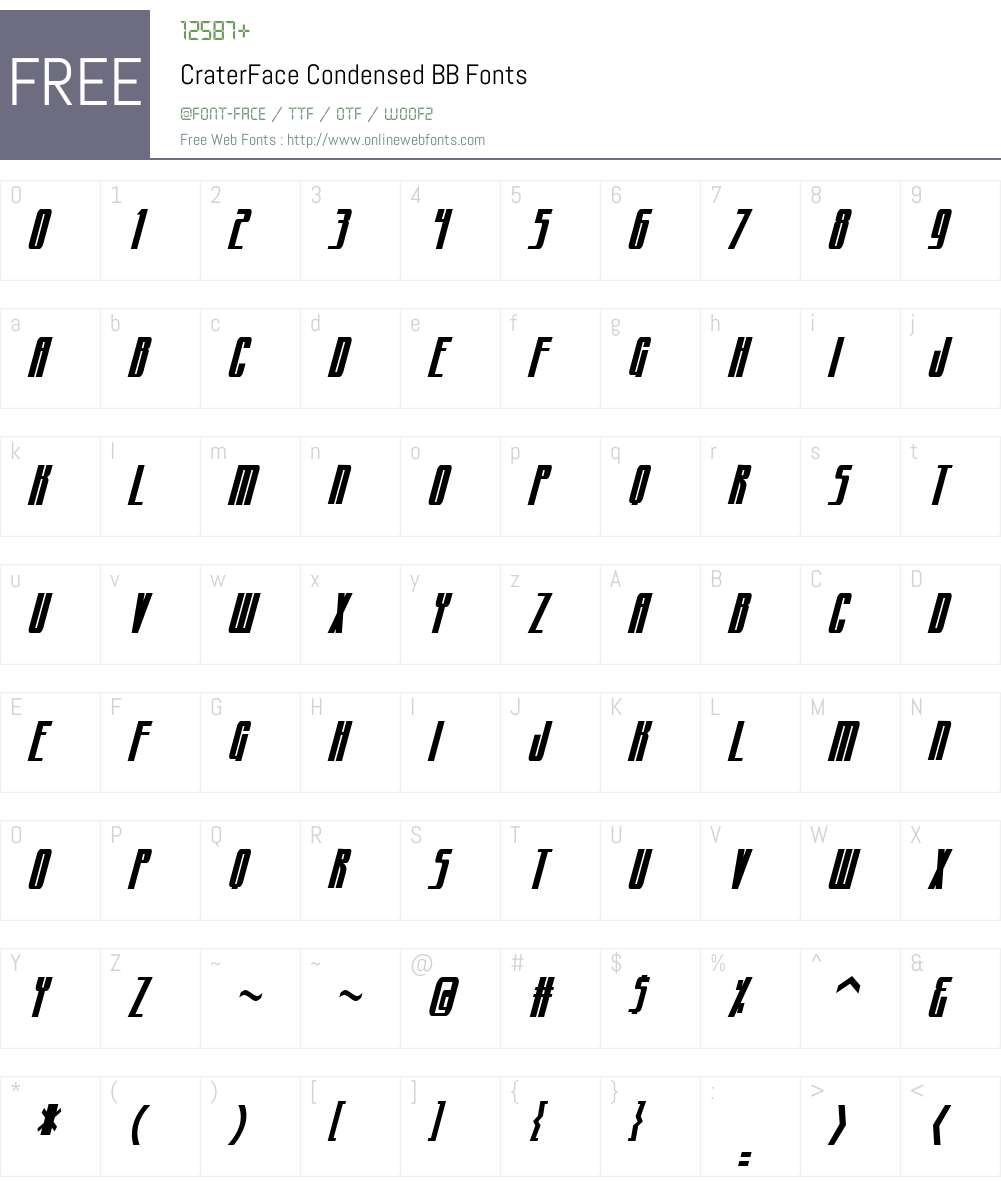 CraterFace Condensed BB Font Screenshots
