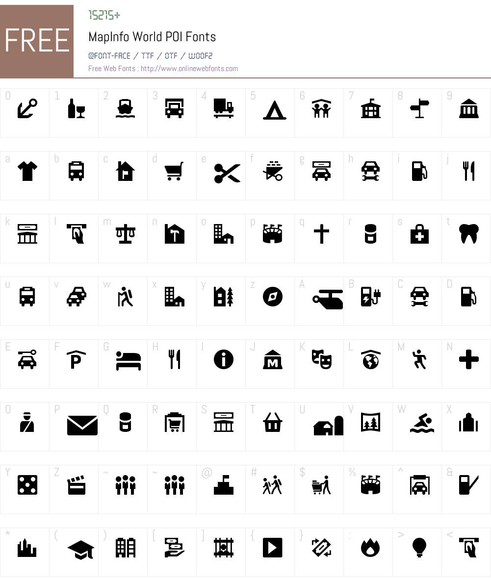 MapInfo World POI Font Screenshots