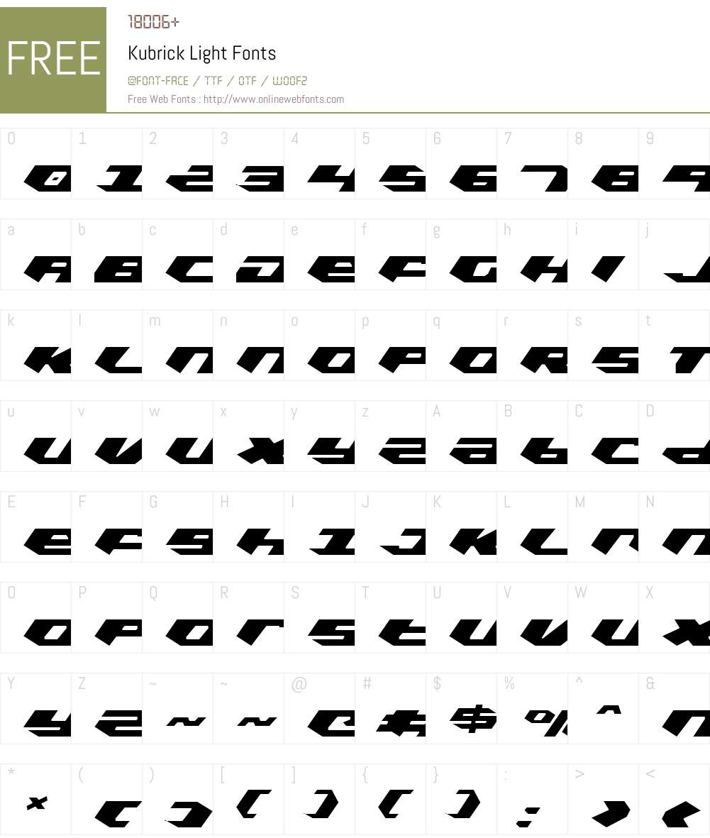 Kubrick Light Font Screenshots